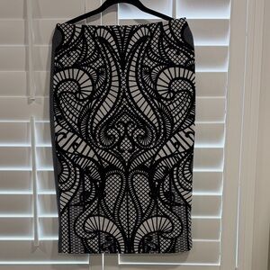 ECI Black and White Graphic Pencil Skirt